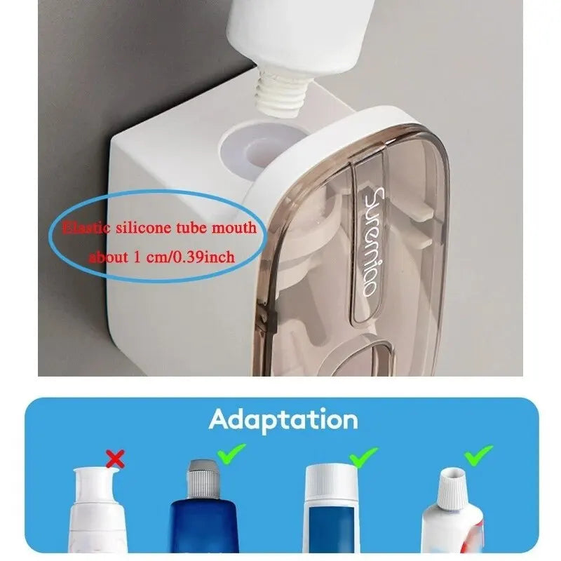 1 PCS Automatic Toothpaste Dispenser Bathroom Accessories Wall Mount Lazy Toothpaste Squeezer Toothbrush Holder - Hiron Store