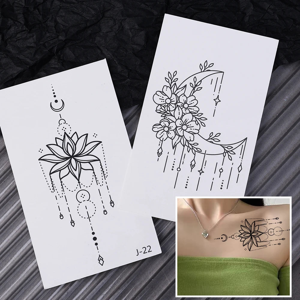 30pcs Waterproof Temporary Tattoo Sticker Long Lasting Black Star Moon Fake Tatto