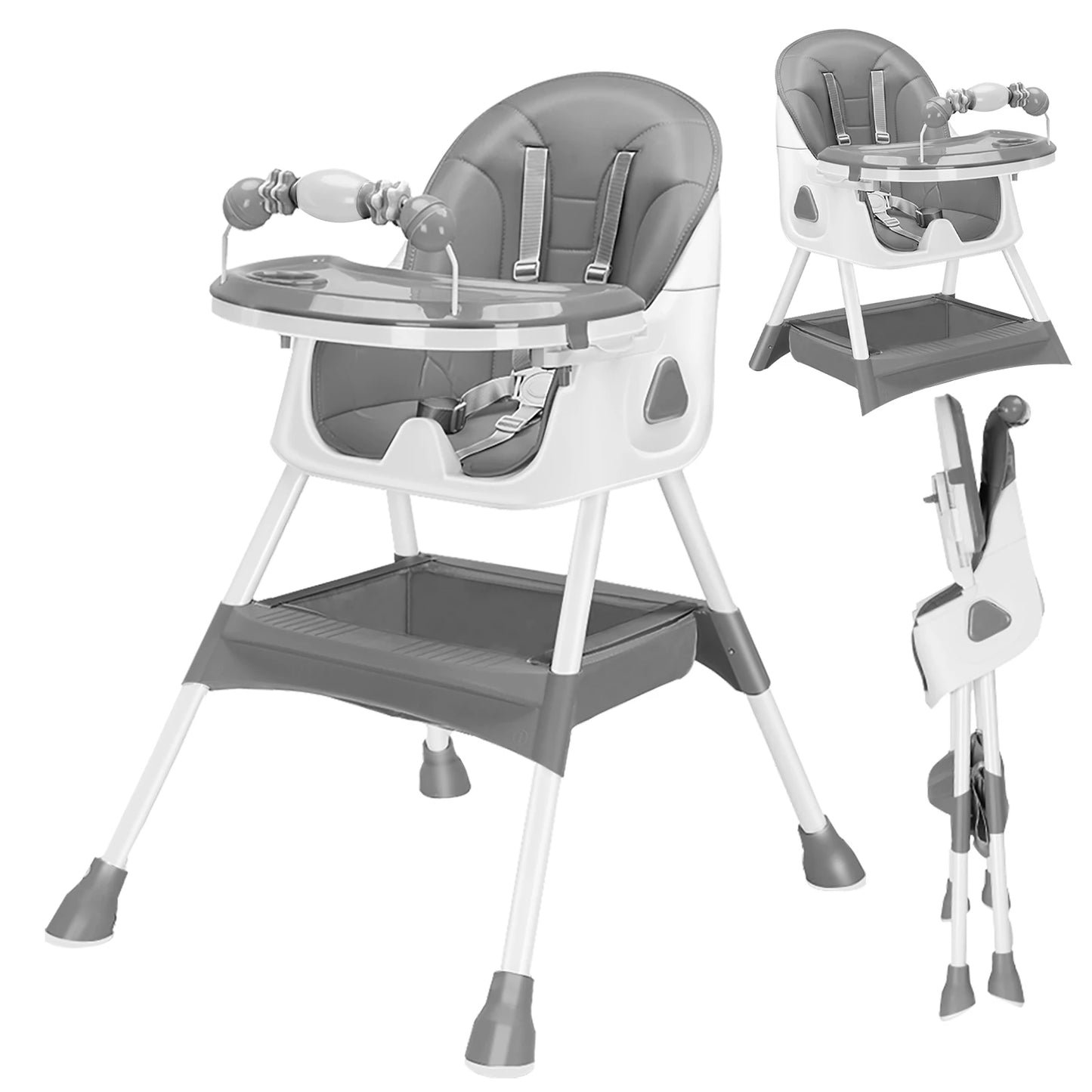 Foldable Baby High Chair 6 Months Plus, with Large Antislip Pad & ToyRack