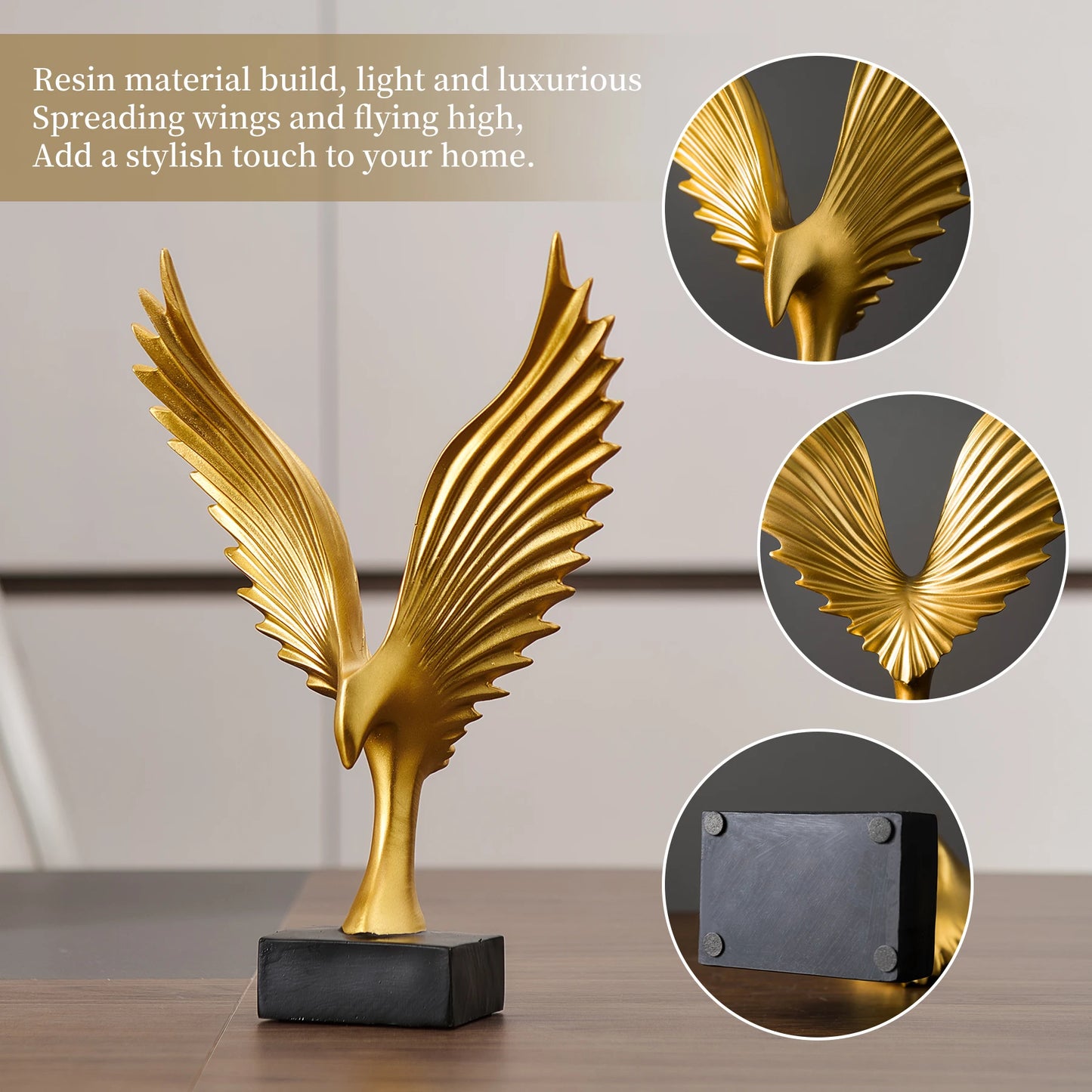 Resin Goldern Wings Statuette Modern Home Office  Decorations  Ornaments Artistic Crafts