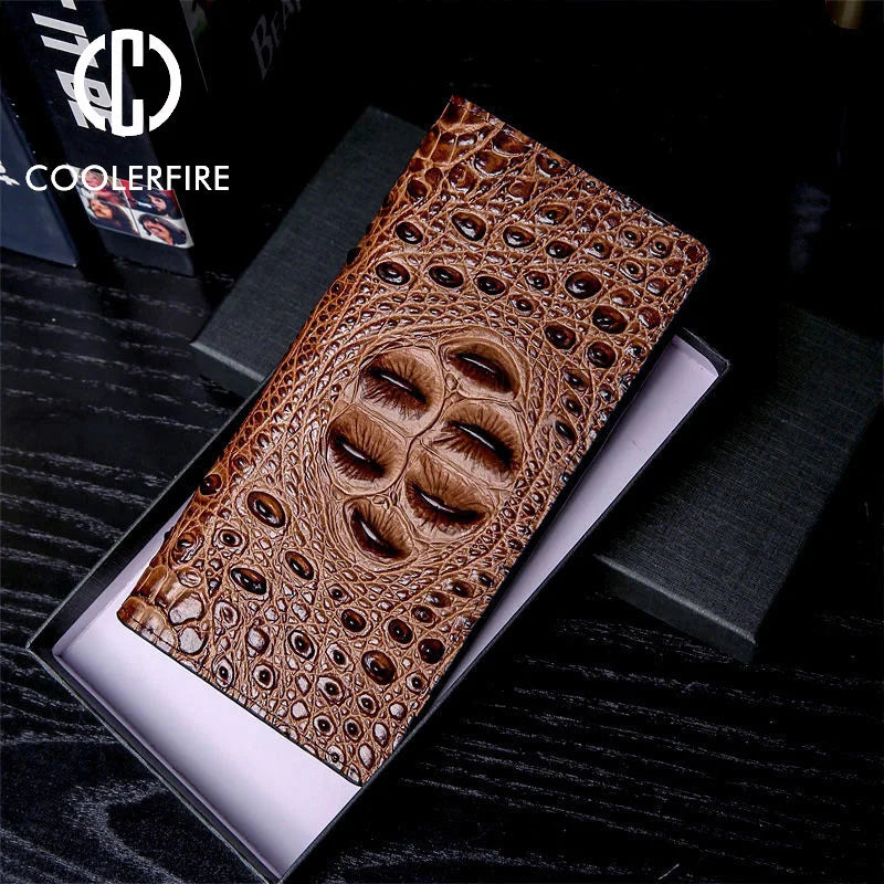 Men Wallets Business Crocodile Genuine Leather Fashion Thin Short Wallet 4 Color Pure Leather Card Wallets Pj194