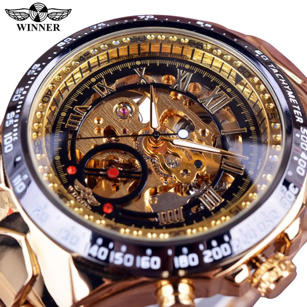 Winner Mechanical Sport Design Bezel Fashion Watch Mens Watches Top Brand Luxury Montre Homme Clock Men Automatic Skeleton Watch - Hiron Store