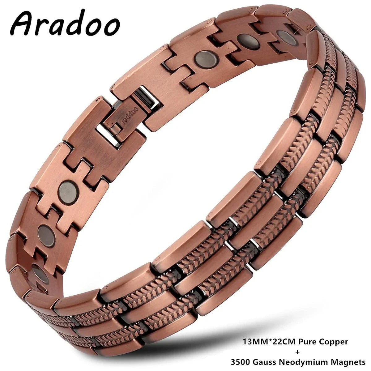 Pure Copper Bracelet for Men Magnetic Vintage Bracelets Wristband Adjustable Jewellery Gift with Sizing Tool