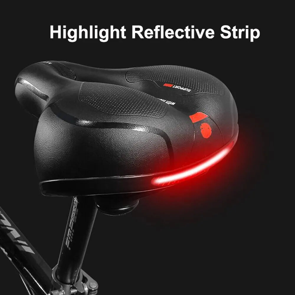 Hollow Breathable Bicycle Saddle Men Women MTB Road Bike Saddle Shock Absorbing Comfortable Big Butt Bike Seat Safety Warning - Hiron Store