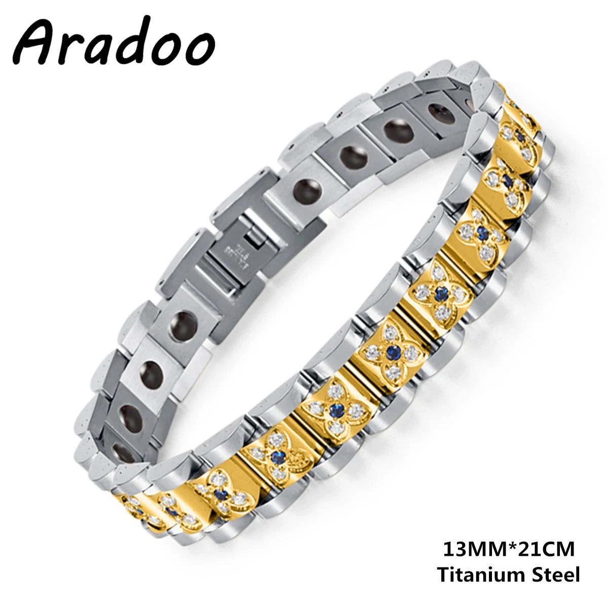 Titanium Steel Zirconia Bracelet Classic Retro Light Luxury Magnetic Therapy Bracelets - Hiron Store