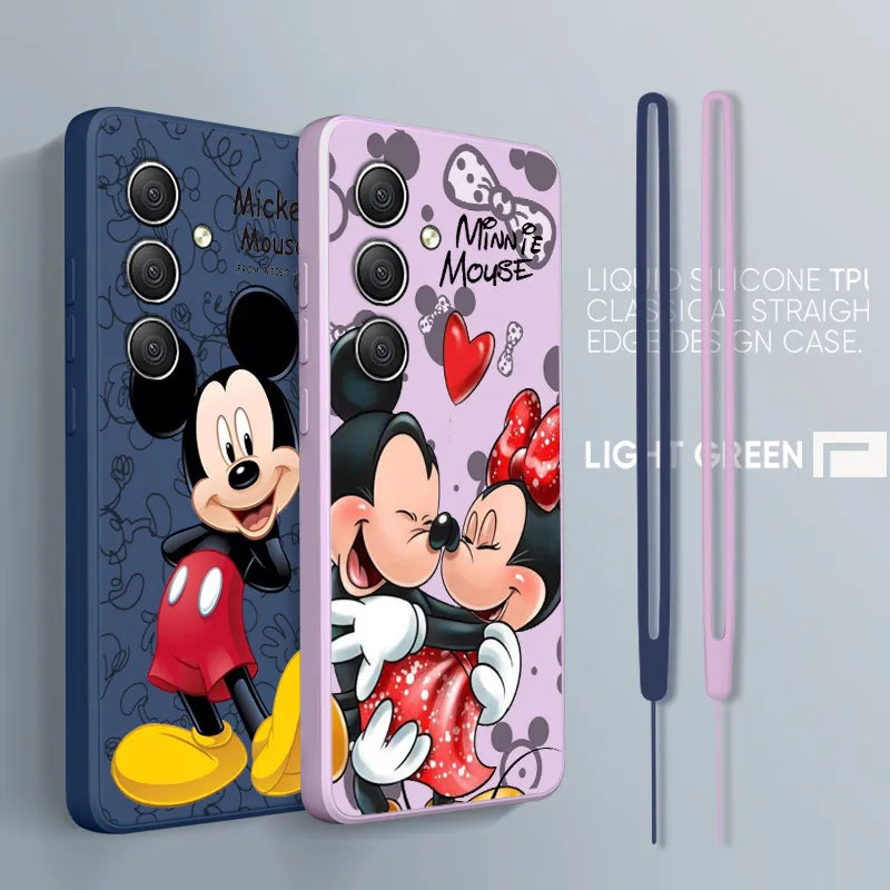 Cool Mickey Minnie Disney For Samsung  A34 A14 A52S A54 A23 A13 A73 A03Core A22 4G 5G Liquid Rope Phone Case - Hiron Store