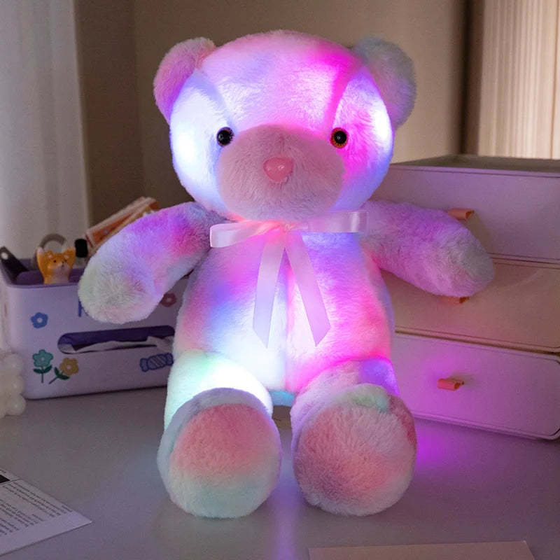 Colorful Glowing Bear Plush Toy Luminous Creative Light Up LED Teddy Bear Xmas Gift Kids