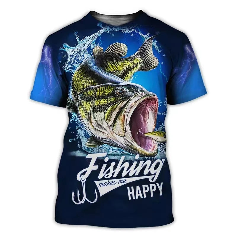 2024 New Men's T-Shirts Short Sleeve Tops Summer Clothing Fishing Graphic Shirts Men Dress Streetwear O-Neck Pullovers 5XL Tee - Hiron Store