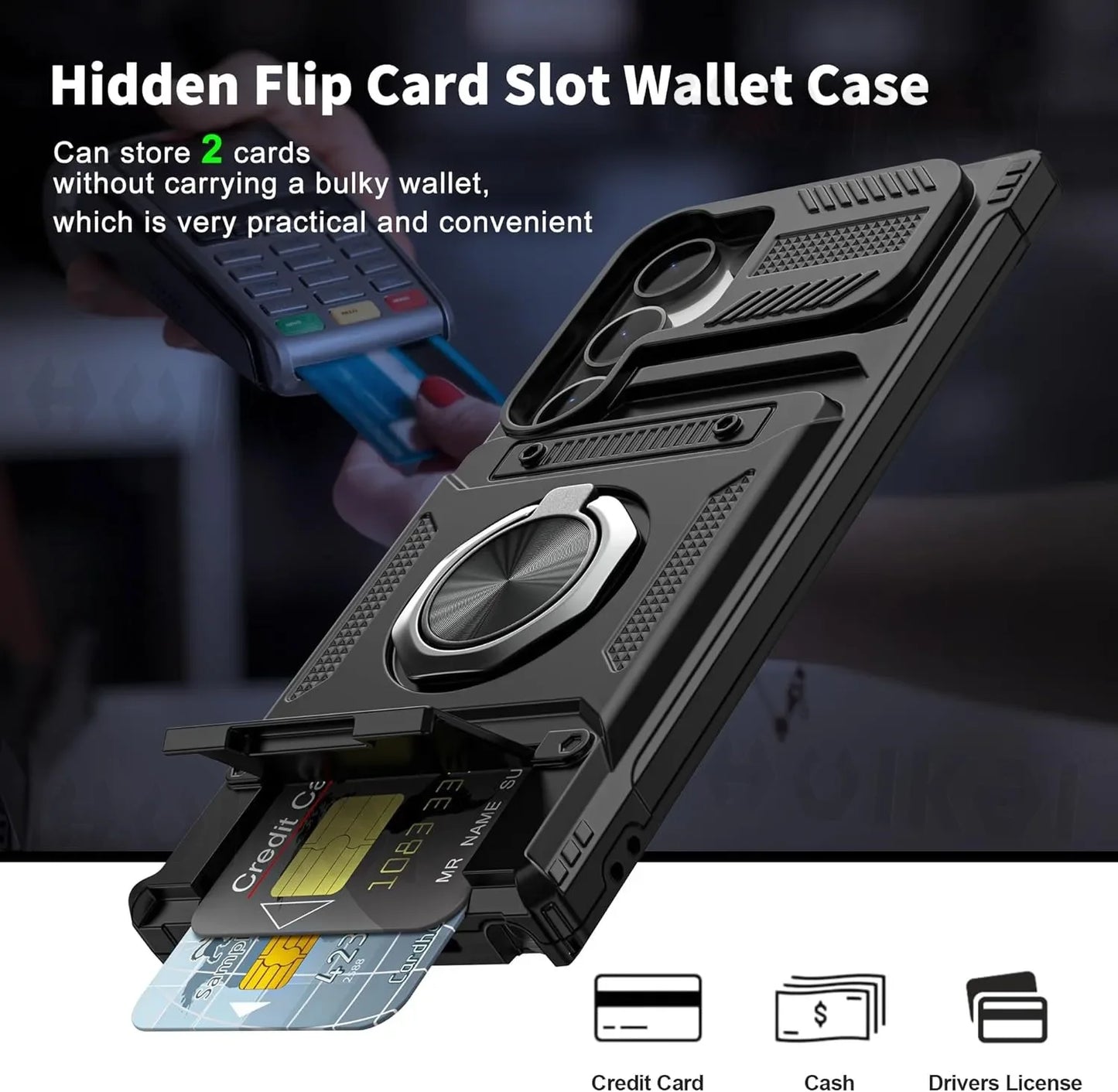 Case For Samsung Galaxy S24 Ultra S24 Plus A15 Card Holder Magnetic Rotated Heavy Shockproof Wallet Covers