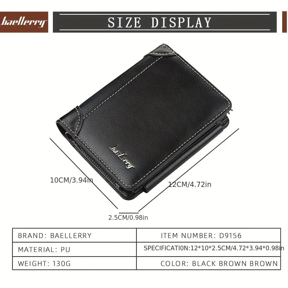 New PU Leather Men Wallets High Quality Zipper Short Desigh Card Holder Male Purse Vintage Coin Holder Men Wallets - Hiron Store