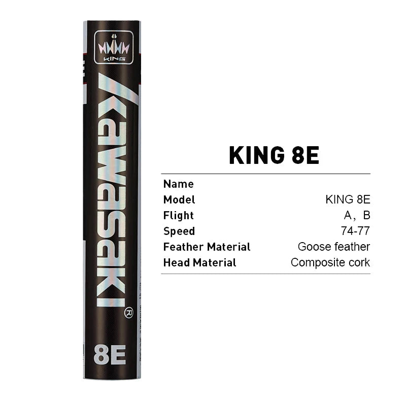 Kawasaki Badminton Shuttlecock Feather for Clubs &Training KING 8E/10E Goose Feather Badminton Ball Durable Shuttlecock Badminton