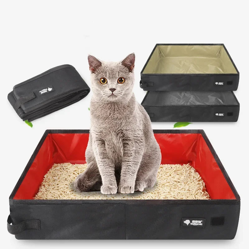 Portable Folding Travel Pet Litter Box cat and Dog Toilet Tray Folding Potty Waterproof Foldable