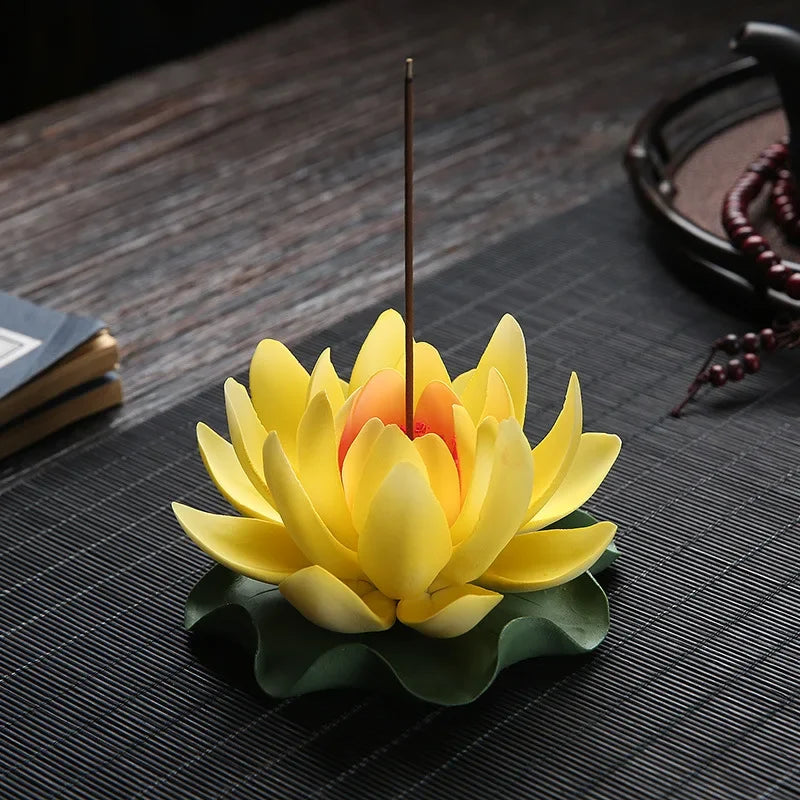 Ceramic Handicraft Stick Incense Burners Simulation Lotus Incense Holder Ornaments