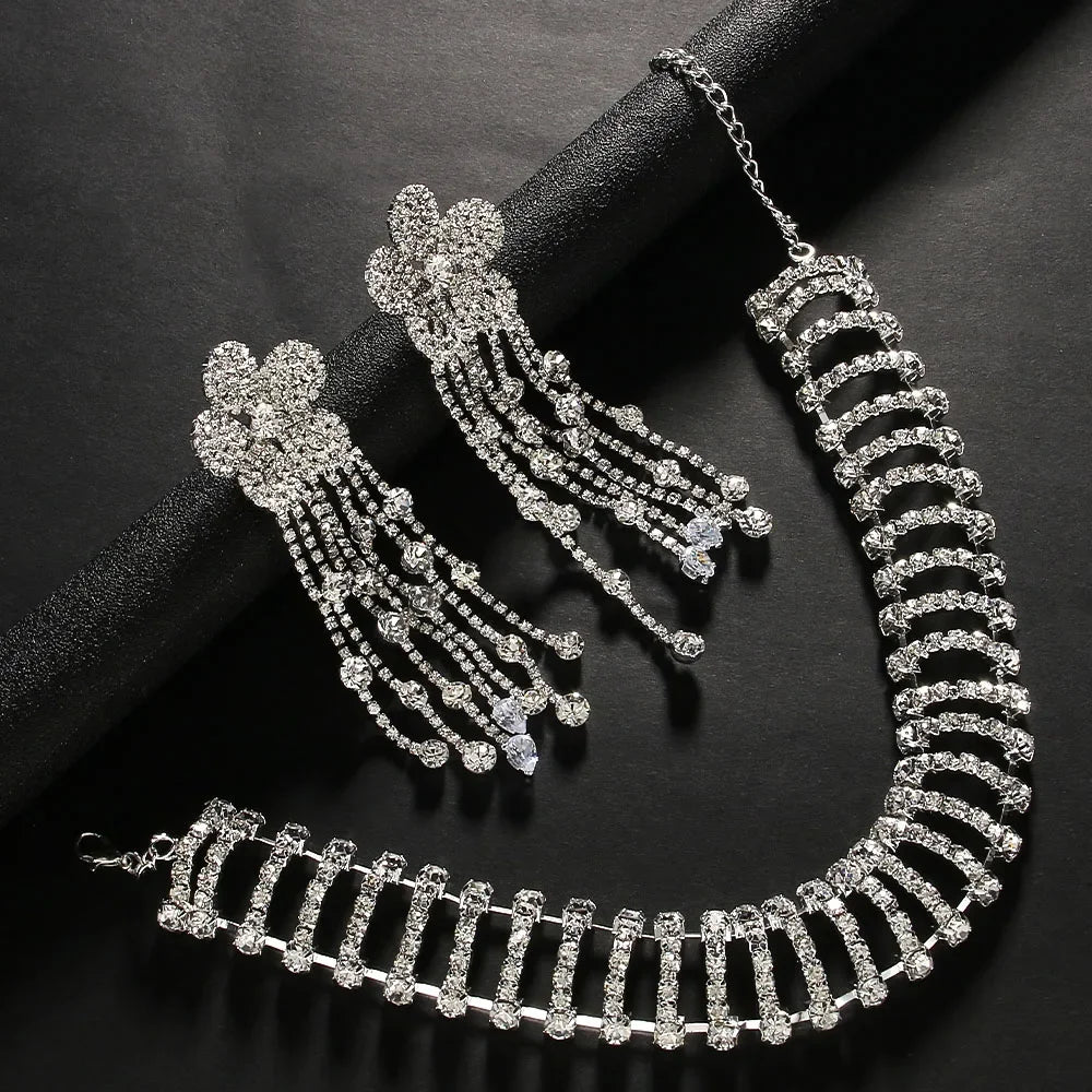 Choker Earrings Set Flower Tassel 2024 Design Lady Indian Bridal Jewellery Sets