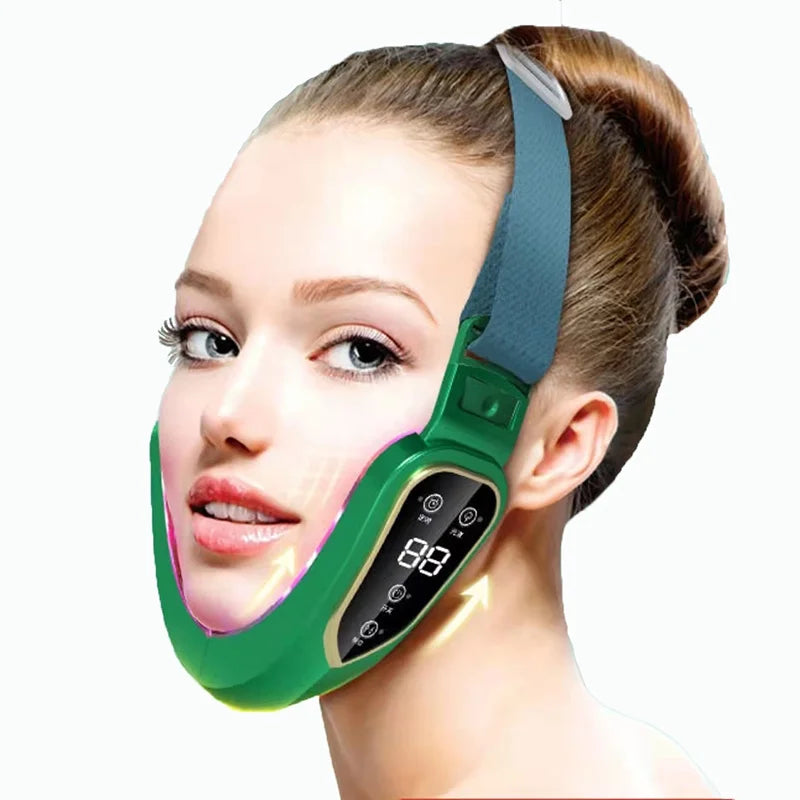 Facial Lifting Device LED Photon Therapy Facial Slimming Vibration Massager Heated Double Chin V Face Massager