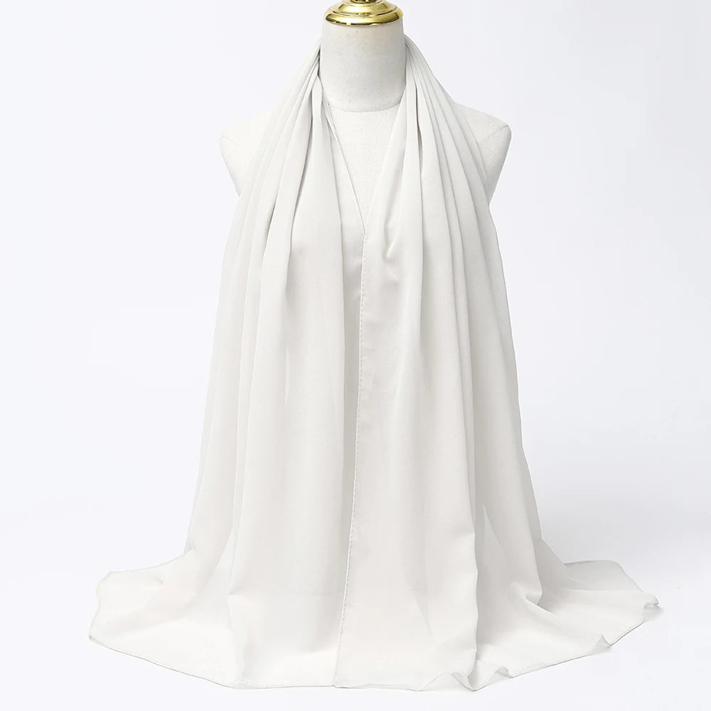 Muslim Chiffon hijab Scarf Long Solid Color Head Wrap Women's Hijabs & Scarves Jersey Hijab Veil