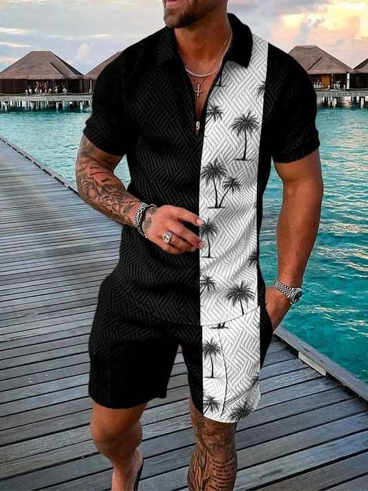 Men Polo Shirts For Men Set Streetwear 3d Printing Short Sleeve Polo Shirt + Shorts Suit Summer Fashion Sportswear Men Clothing - Hiron Store