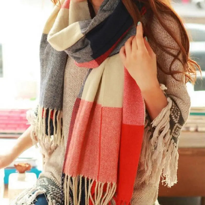 Winter Female Lattice Imitation Cashmere Scarf Autumn And Winter Thick Fashion Warm Wild Scarf Shawl - Hiron Store