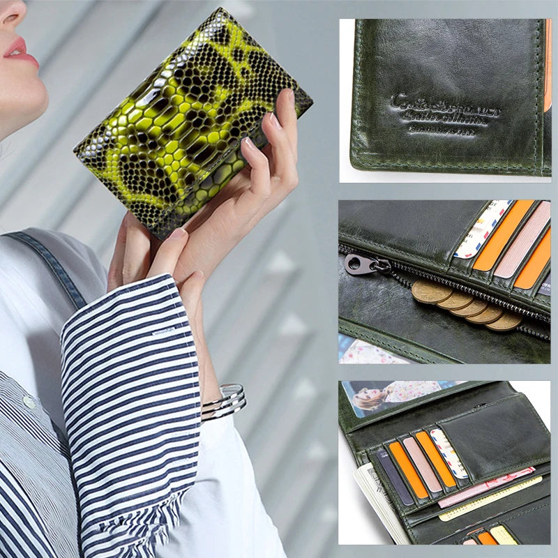 Genuine Leather Wallets for Women Fashion Design Card Holders Coin Purses Money Clip Female  Handbags