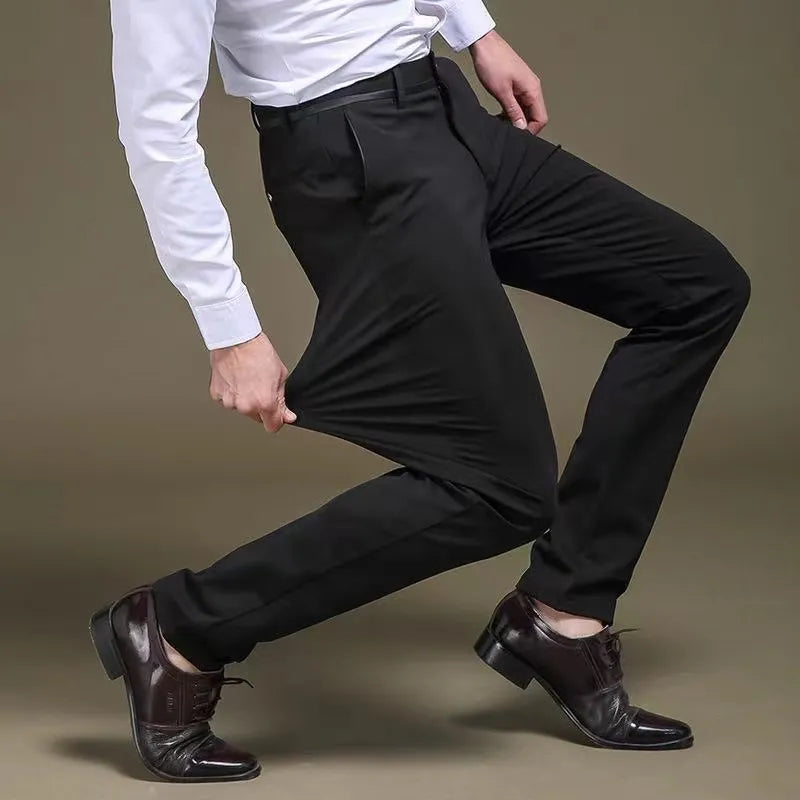 Men's Spring Autumn Fashion Business Casual Long Pants Suit Pants Male Elastic Straight Formal Trousers Plus Big Size 28-40 - Hiron Store