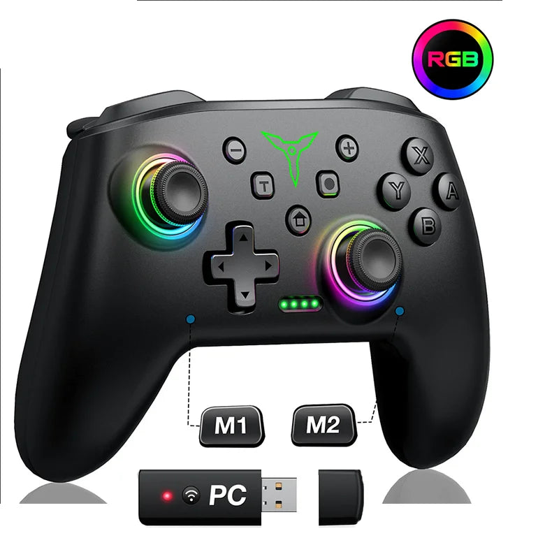 Dinofire Wireless Bluetooth RGB Controller for Nintendo Switch/Switch OLED/Switch Lite/PC/Mobile Gamepad Multi-Function Joystick - Hiron Store