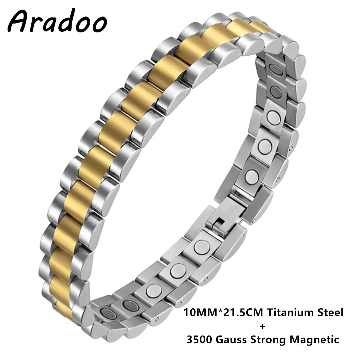 Titanium Steel Bracelet Stainless Steel Hematite Magnetic Link Bracelet for Men Women with Adjustable Tool