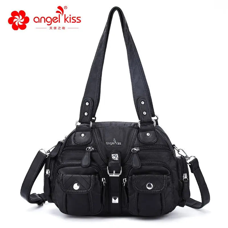 Angelkiss Women Handbags Satchel, Top-handle Handbag PU Shoulder Bag, Dumpling Pack Phone Money Bag