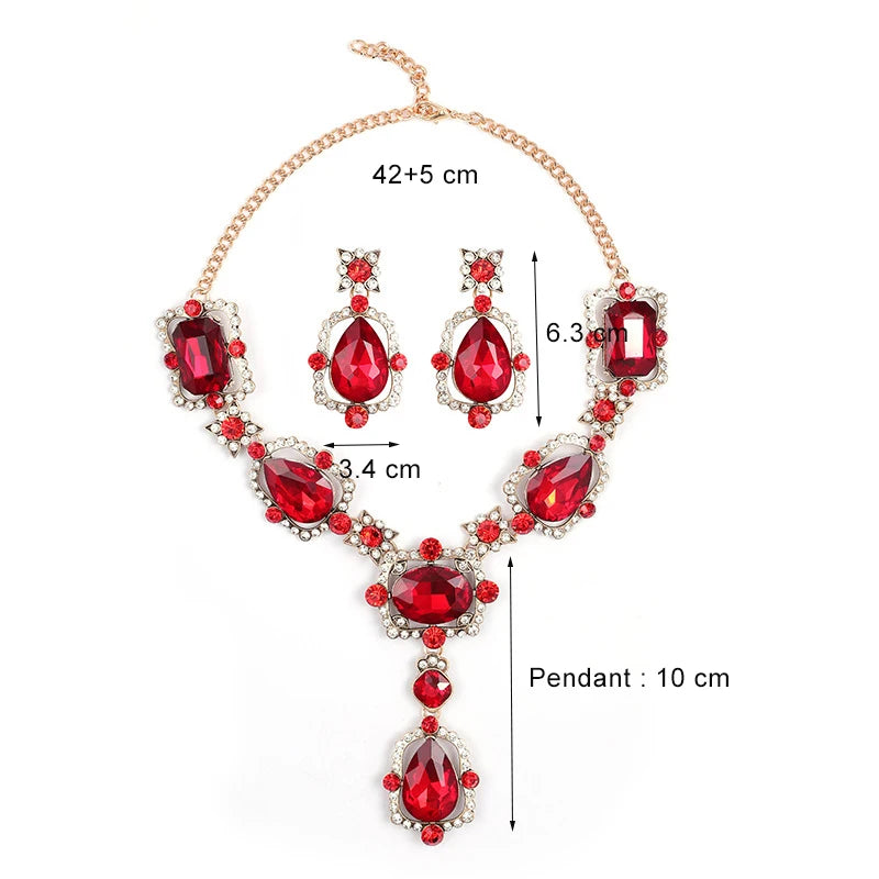 Statement Jewellery Ladies Crystal Rhinestone Earrings and Choker Necklace Set