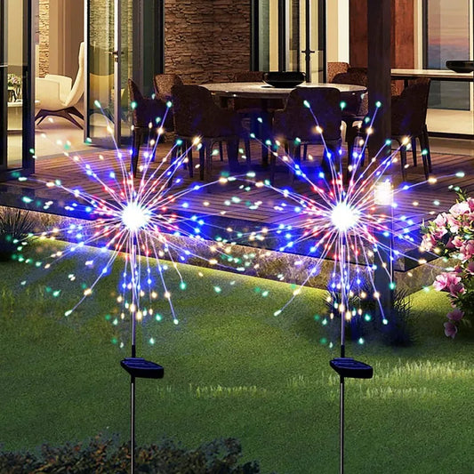 LED Solar Power Firework Lights Garden Decoration Fairy Lights Waterproof Outdoor Dandelion Lawn Lamp for Patio Garden Decor - Hiron Store