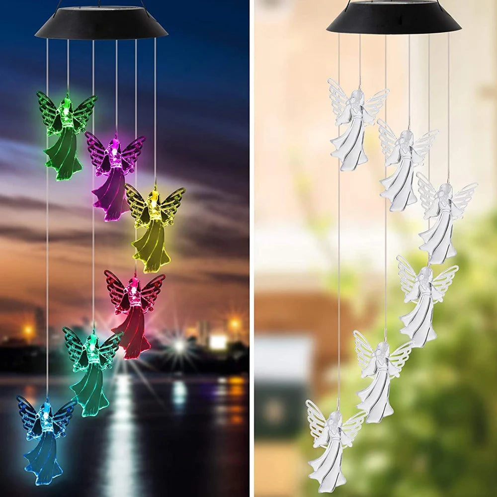 Solar Light Butterfly Windchime Light Rechargeable Christmas All Hallows' Day Party Atmosphere Landscape Balcony Decoration Lamp - Hiron Store