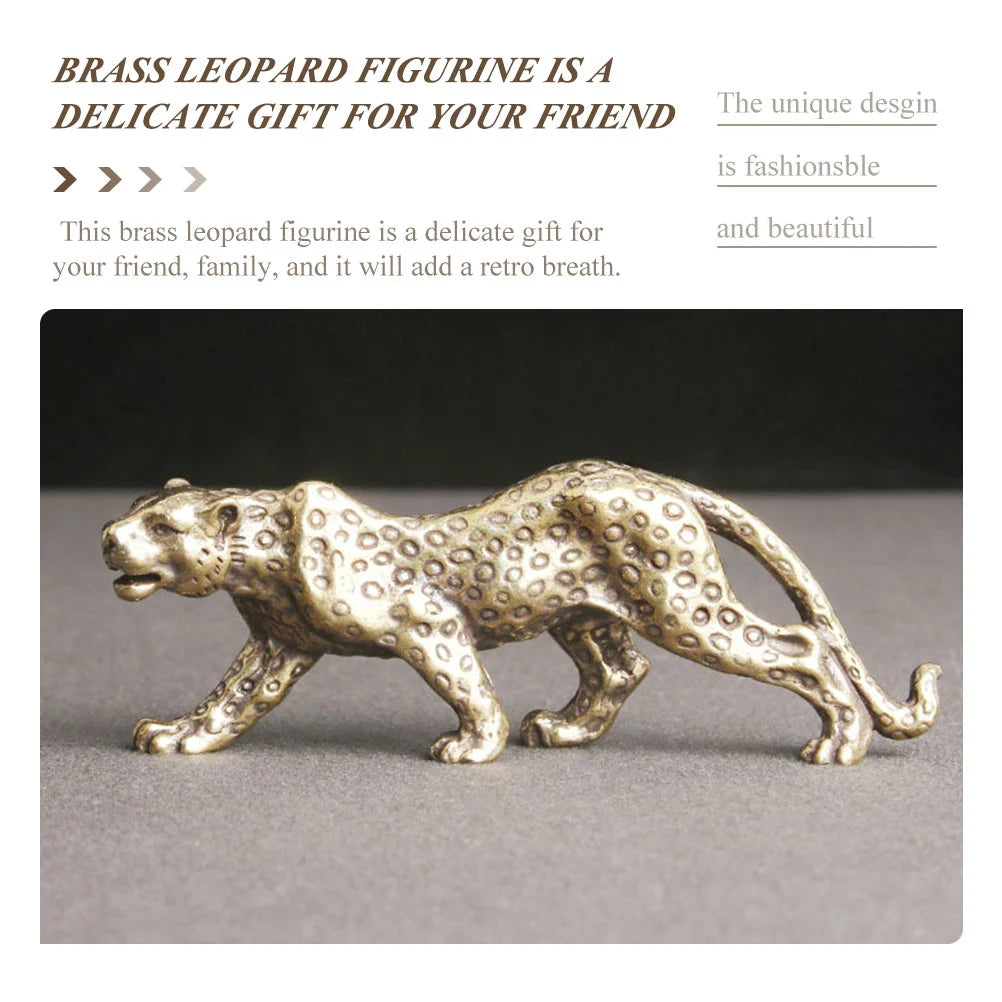 Vintage Brass Leopard Statue Brass Leopard Figurine Lifelike Animal Statue Paperweight