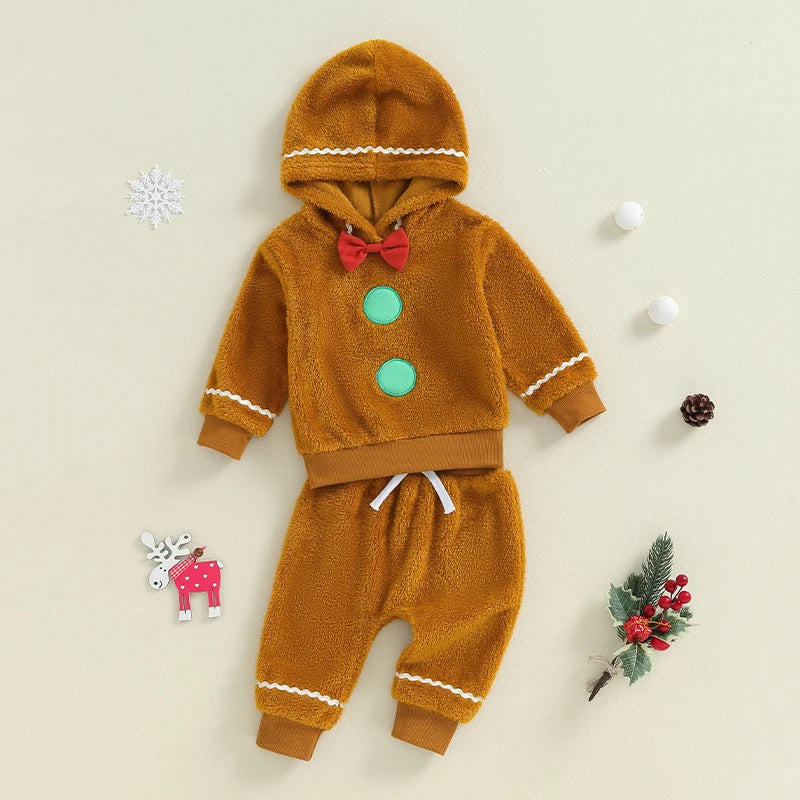 ma&baby 1-5Y Christmas Toddler Baby Boy Girl Clothes Sets Gingerbread Outfit Long Sleeve Tops Pants