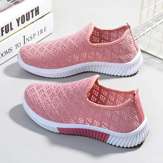 New Fashion Mesh Shoes Women Shoes Mesh Sports Shoes Breathable Flats Soft Sole Casual Sneakers - Hiron Store