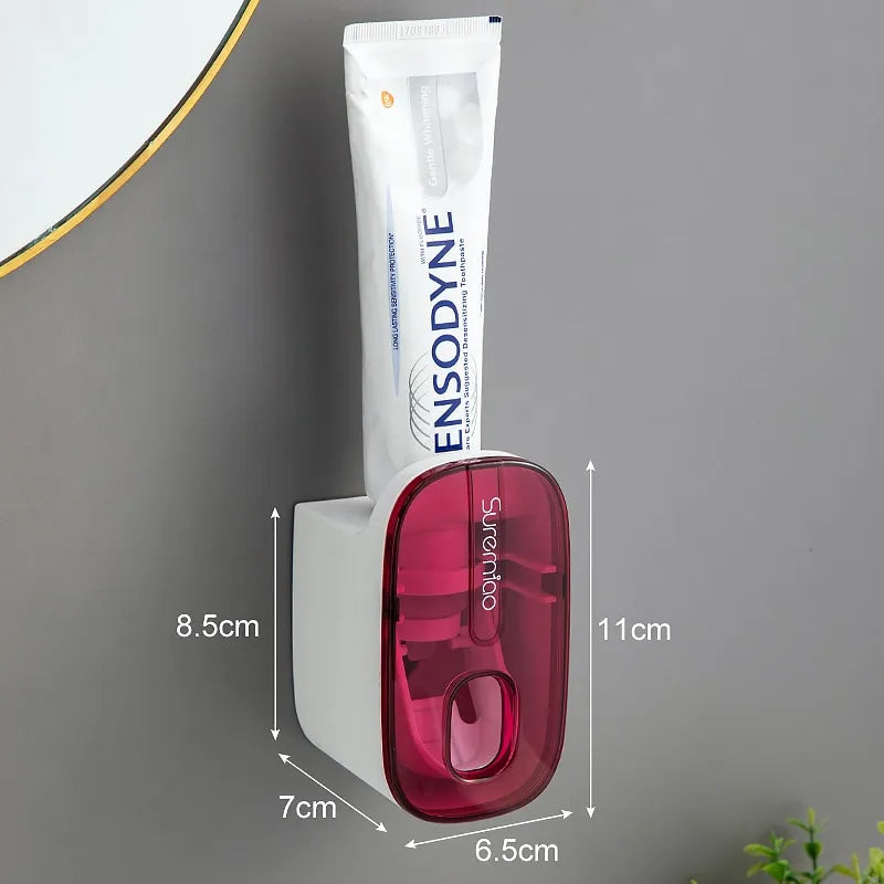 1 PCS Automatic Toothpaste Dispenser Bathroom Accessories Wall Mount Lazy Toothpaste Squeezer Toothbrush Holder - Hiron Store