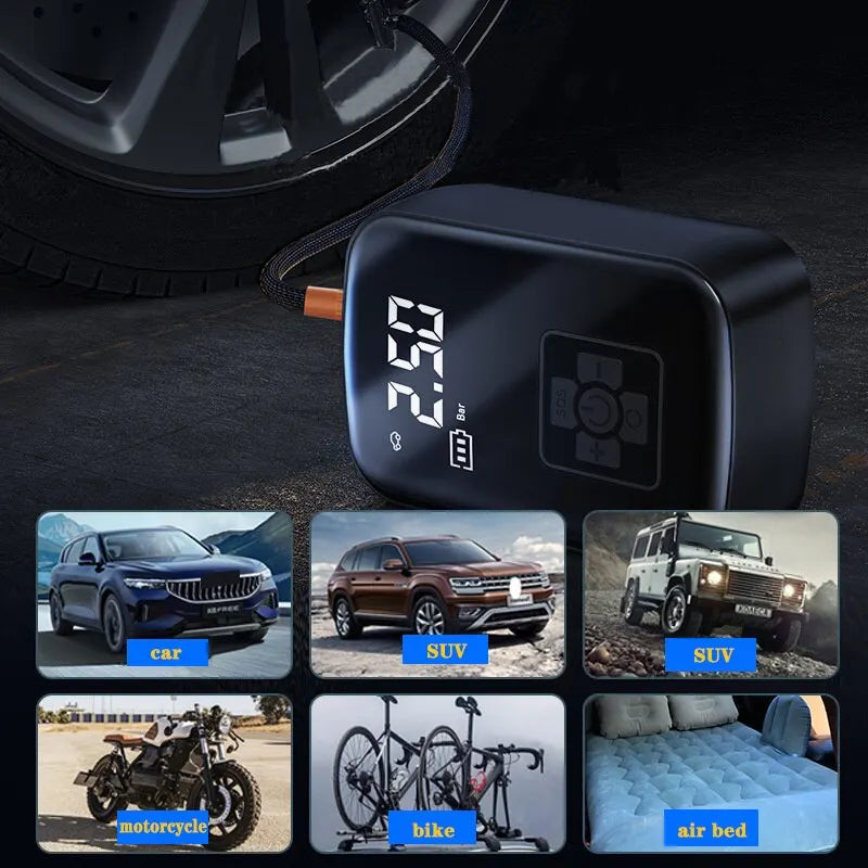 Wireless Car Air Compressor Electric Tire Inflator Pump for Motorcycle Bicycle Boat AUTO Tyre Balls - Hiron Store