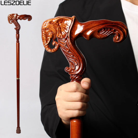 Elephant Handle German Beech Luxury Wooden Walking Stick Men Detachable Canes Women Elegant Walking Sticks