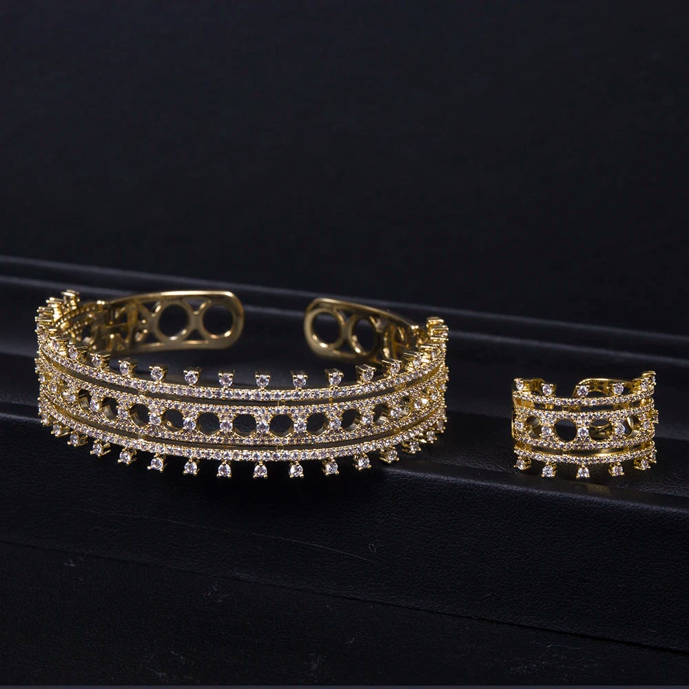 2PCS Dubai Bangle Jewelry Ring Set