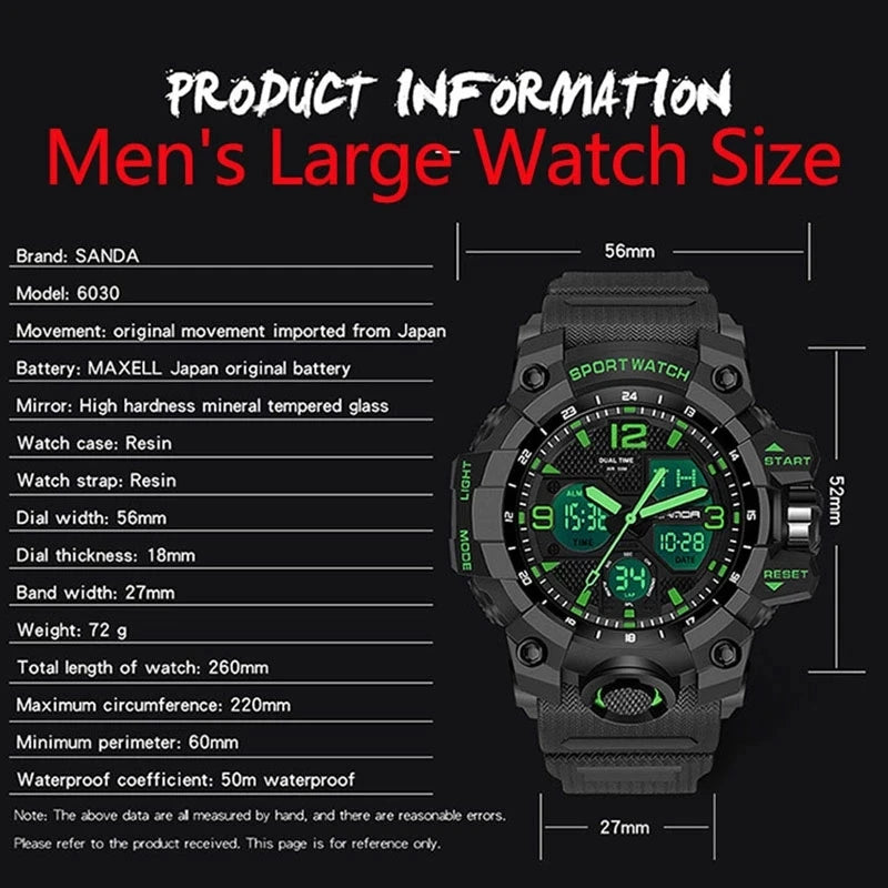 Watches Military Quartz Watch Man Waterproof Wristwatch for Men - Hiron Store