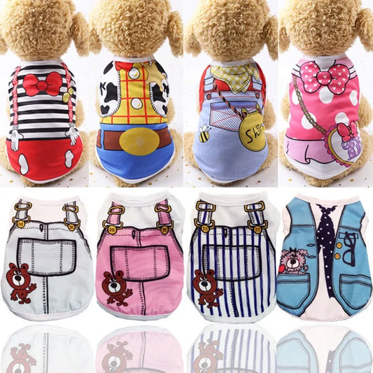 Puppy Dogs Soft Vests Pet Dog Clothes Cartoon Clothing Summer Shirt Casual T-Shirt for Small Pet Supplies - Hiron Store