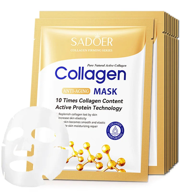 10pcs Anti-wrinkle Collagen Face Mask, Moisturizing Anti-Aging Repair, Brightening skincare Face Sheet Mask