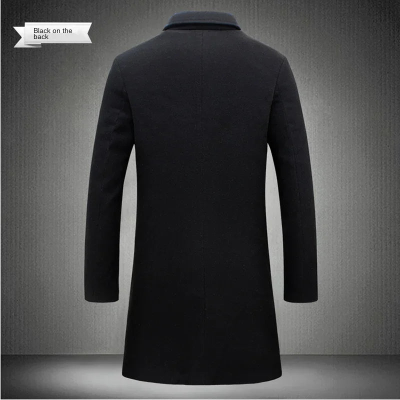 2024 Spring and Autumn New Long Coat Wool  Fashion Men's Clothing Slim Jacket