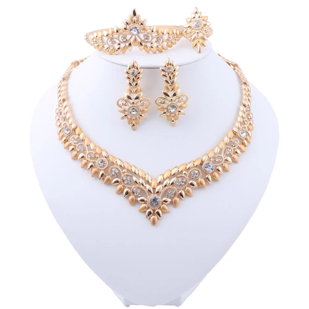 Trend African Jewelry Bridal Nigerian Design Sliver Plated Necklace Set