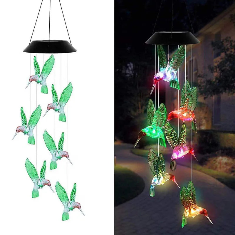 Solar Light Butterfly Windchime Light Rechargeable Christmas All Hallows' Day Party Atmosphere Landscape Balcony Decoration Lamp - Hiron Store