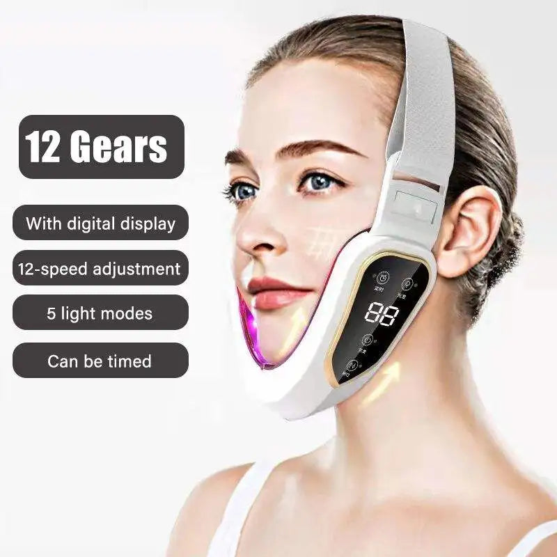 Facial Lifting Device LED Photon Therapy Facial Slimming Vibration Massager Heated Double Chin V Face Massager
