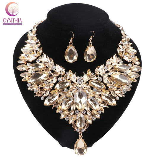 CYNTHIA Crystal Rhinestone Women Jewelry Sets Bridal Wedding And Party Earrings Necklace