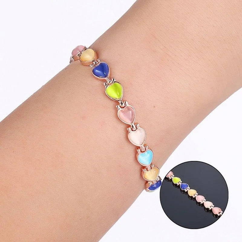 Natural Exquisite Colourful Stone Gold Colour Plated Magnetic Bracelet Anti-fatigue Jewellery