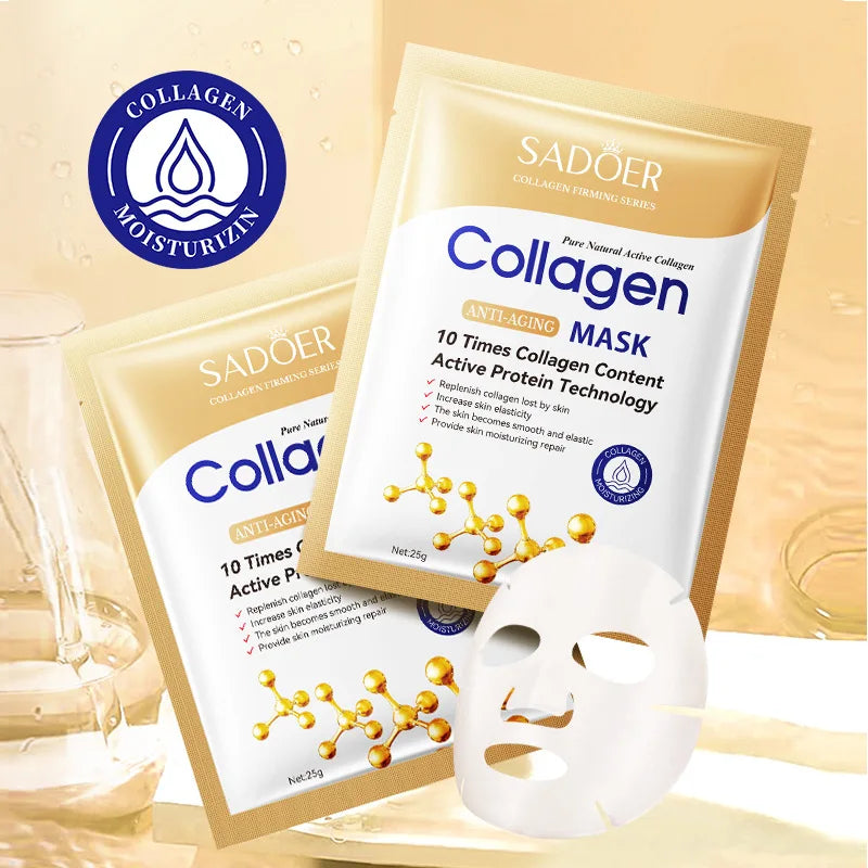 10pcs Anti-wrinkle Collagen Face Mask, Moisturizing Anti-Aging Repair, Brightening skincare Face Sheet Mask