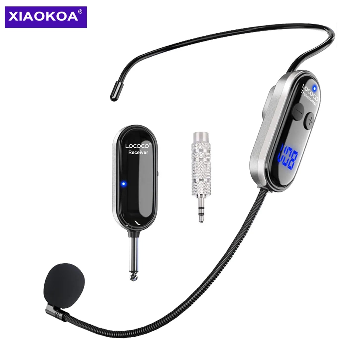 XIAOKOA Wireless Microphone Headset UHF Wireless Headset & Handheld 2 in 1 Mic with LED Digital Display 165 ft Range Microphone - Hiron Store