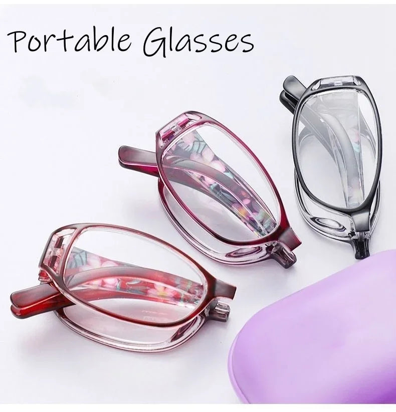 Women Anti Blue Ray Anti-fatigue Full Frame Portable Eyeglasses Anti-Blue Light Reading Glasses Vintage Square  Frame Eyewear - Hiron Store