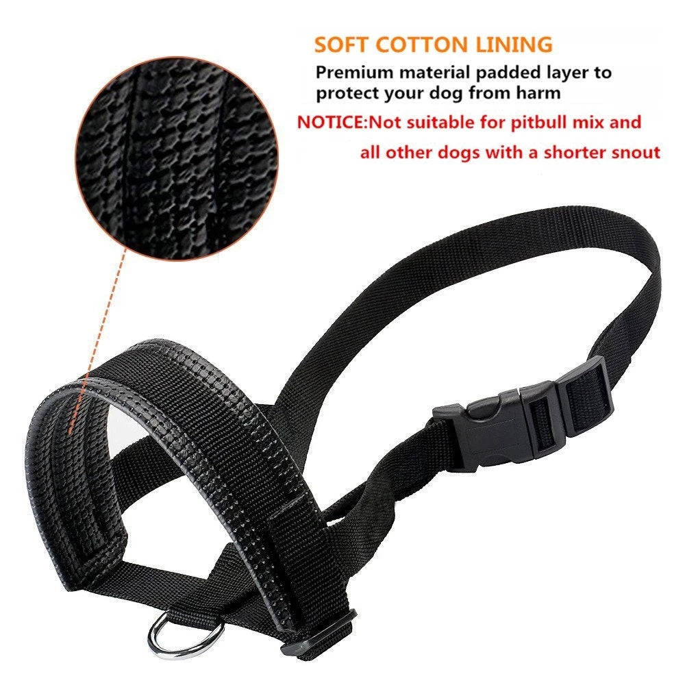 Soft Nylon Dog Muzzle Anti Barking Training Pet Mouth Mask Harness for Small Large Dogs Prevent from Biting, Adjustable Loop - Hiron Store